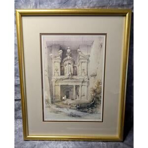 Lithographs By David Roberts Petra, Al Khazneh Framed 19" X 15" Sharqia Arts